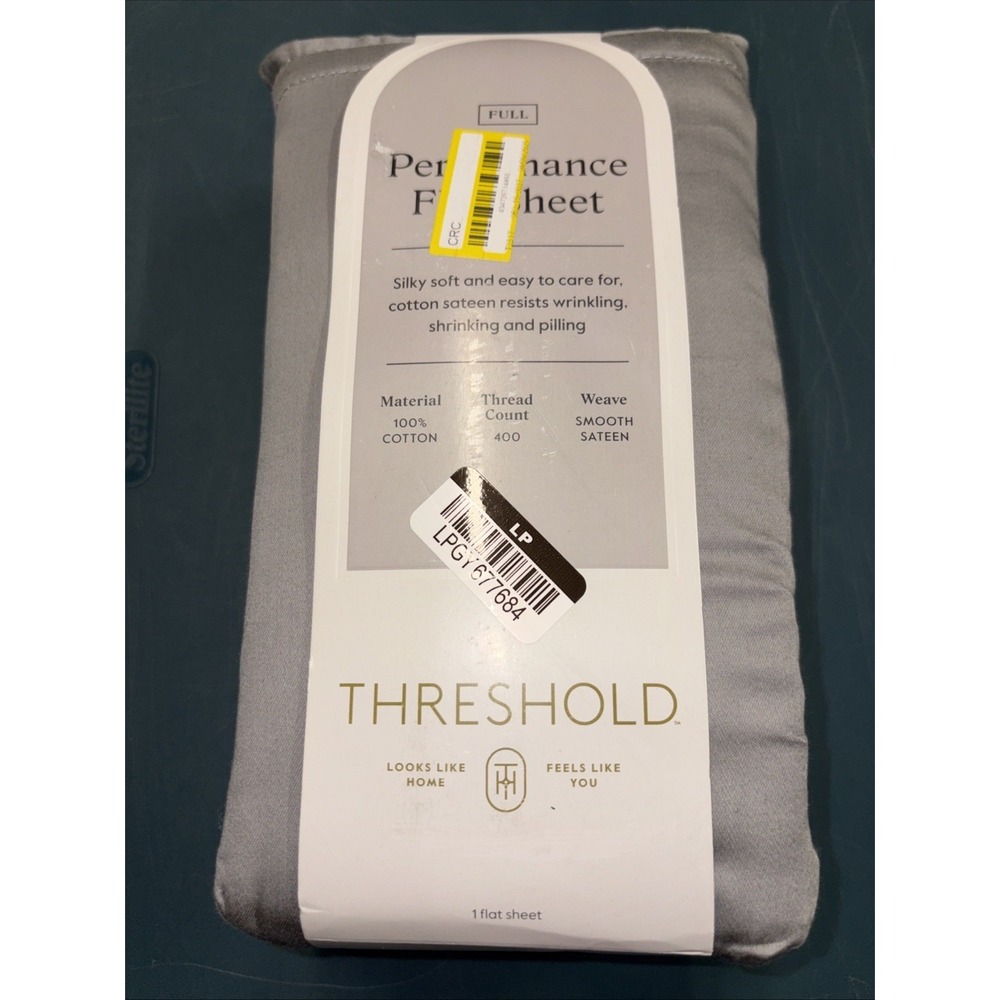 Full 400 Thread Count Performance Flat Sheet Classic Gray - Threshold: Cotton